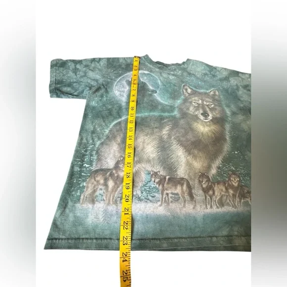 Vintage Wolf Moon Tee Tie Dye Small Liquid Blue Style Faded Graphic - Picture 3 of 10